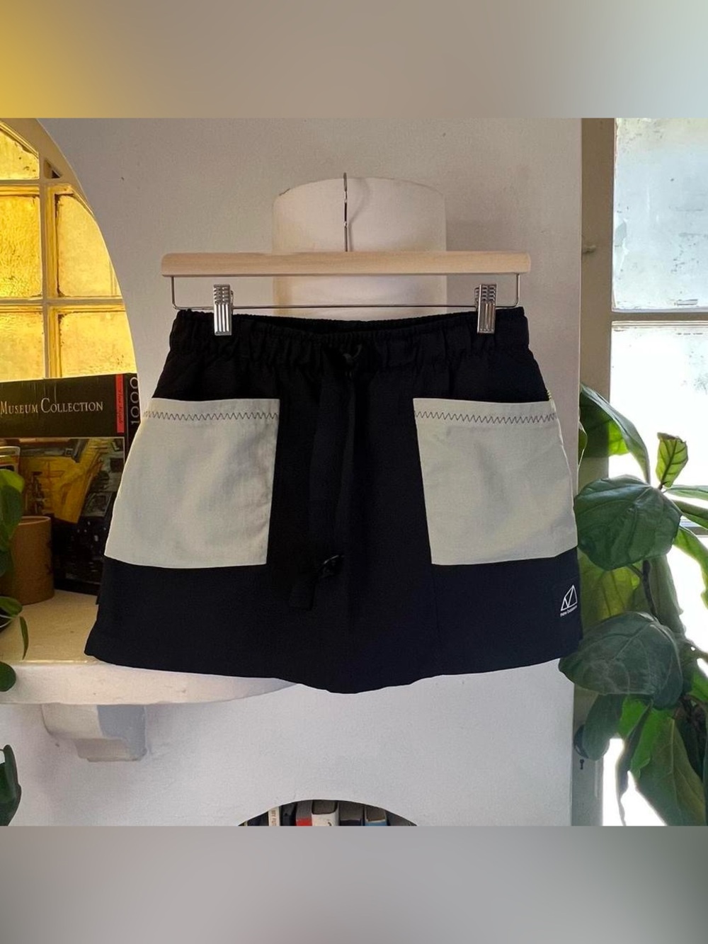 New Balance Black Shorts with Cream Contrast Pockets